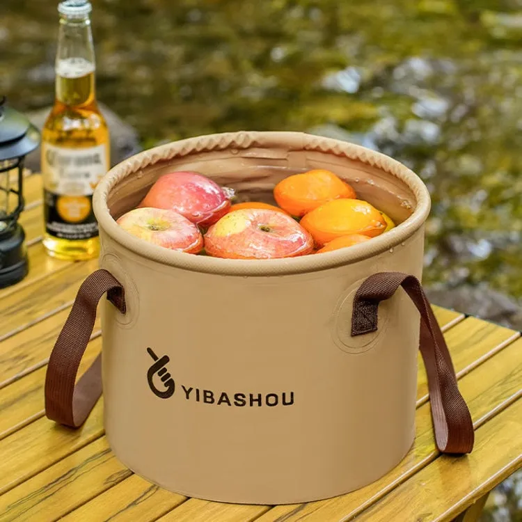 Outdoor Folding Bucket Travel Camping Portable Large Capacity Water Storage Bucket, Capacity: 10L Beige
