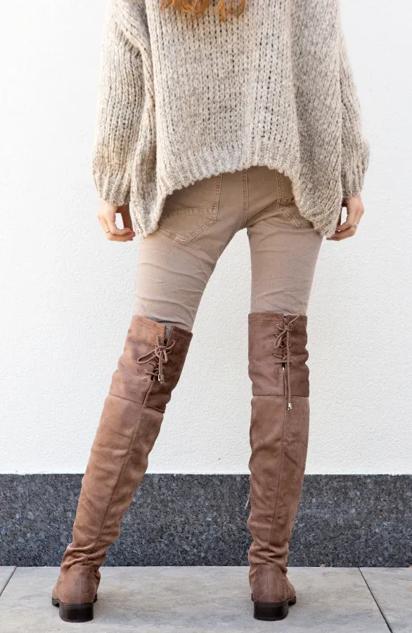 Overknee Suede Boots Taupe 2.0