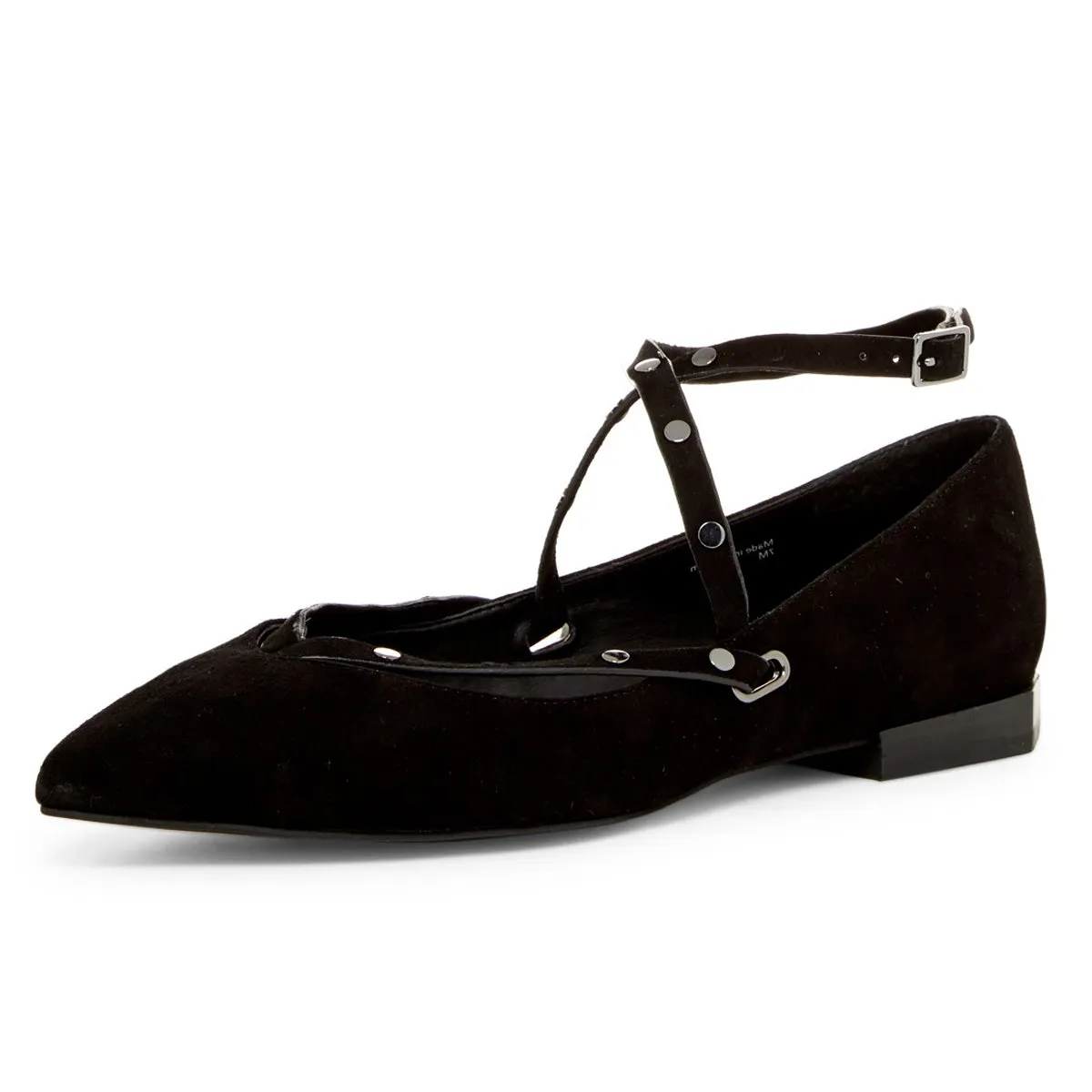REBECCA MINKOFF Women's Faye Suede Studded Ankle Strap Flats $125 NIB
