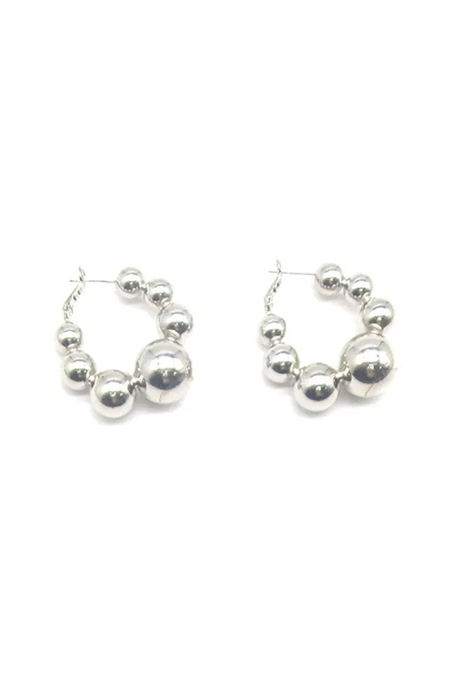 Silver Ball Hoops
