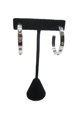Silver Pave Metal Hoops