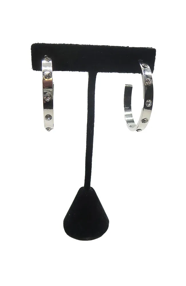 Silver Pave Metal Hoops