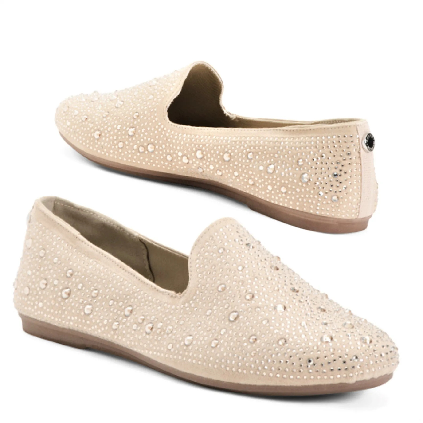Steve Madden Women's Rhinestone Studded Comfort Shoes Slip On Flats