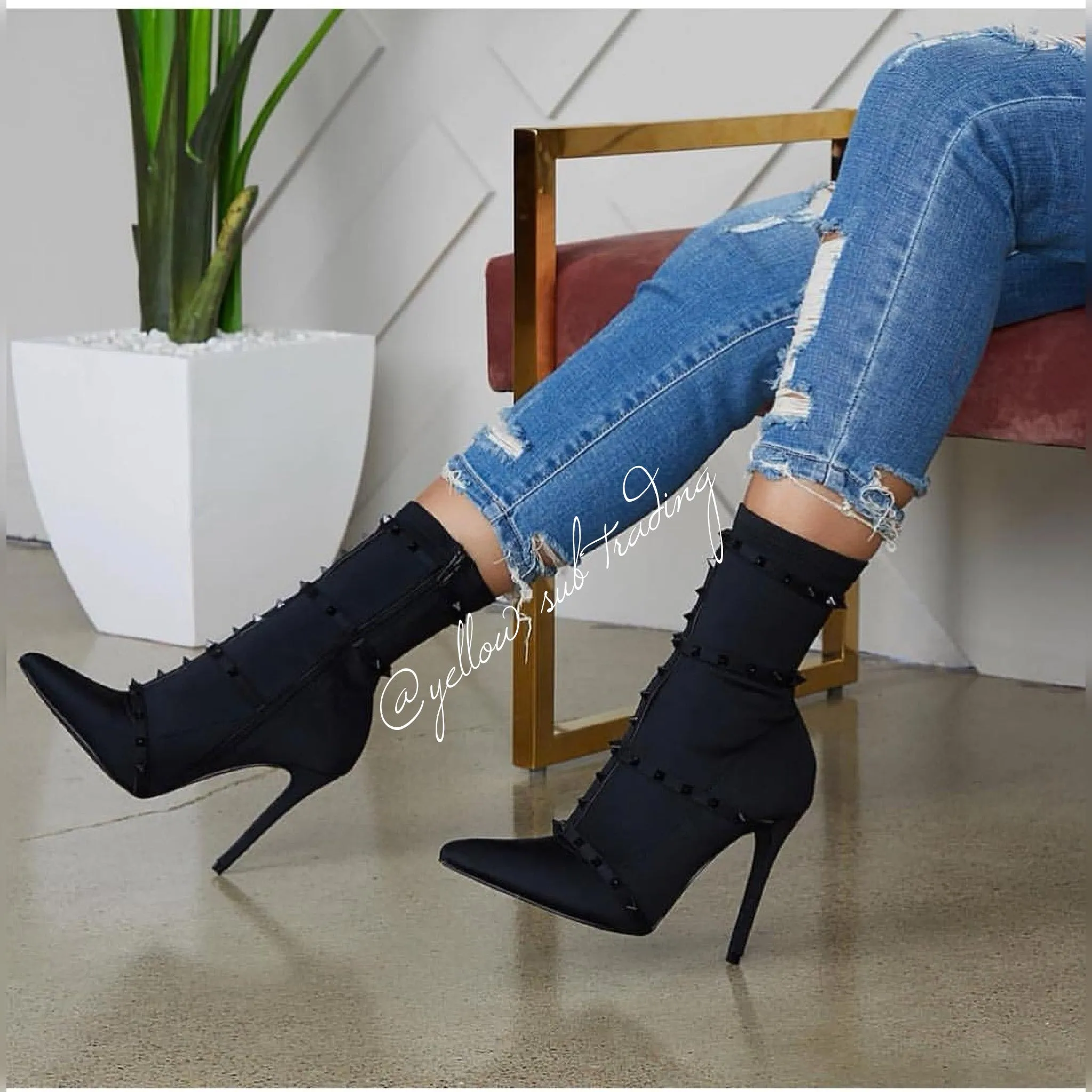 Studded Detail Sock Boots
