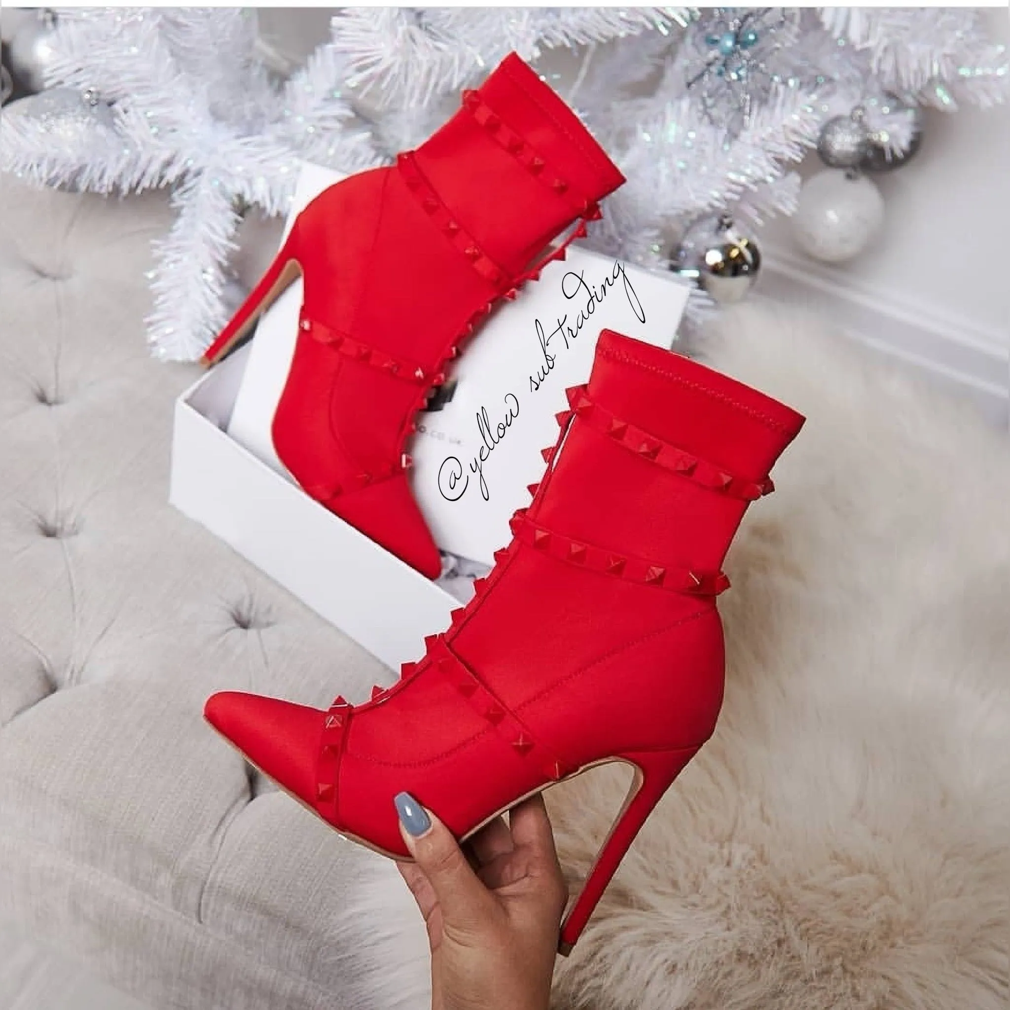 Studded Detail Sock Boots