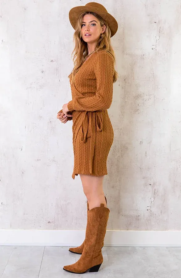 Suede High Boots Cognac