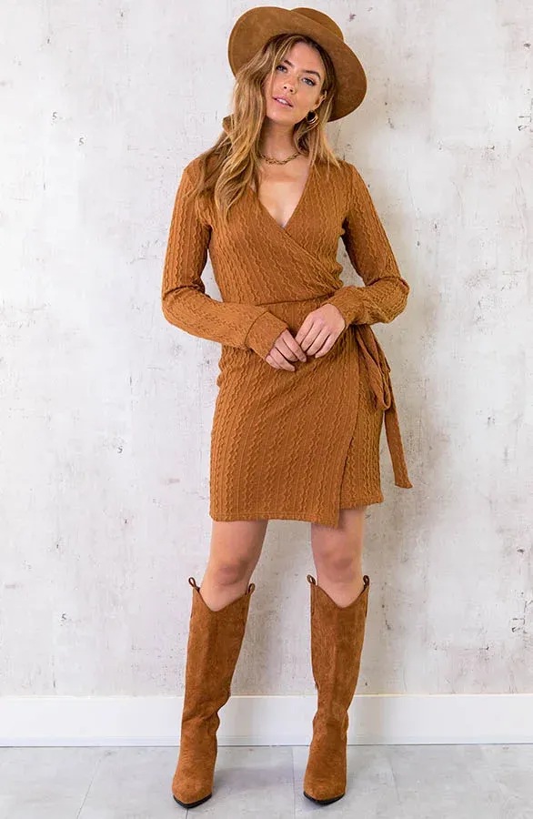 Suede High Boots Cognac