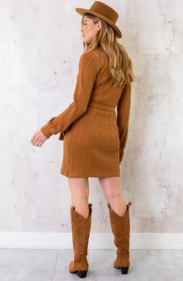 Suede High Boots Cognac