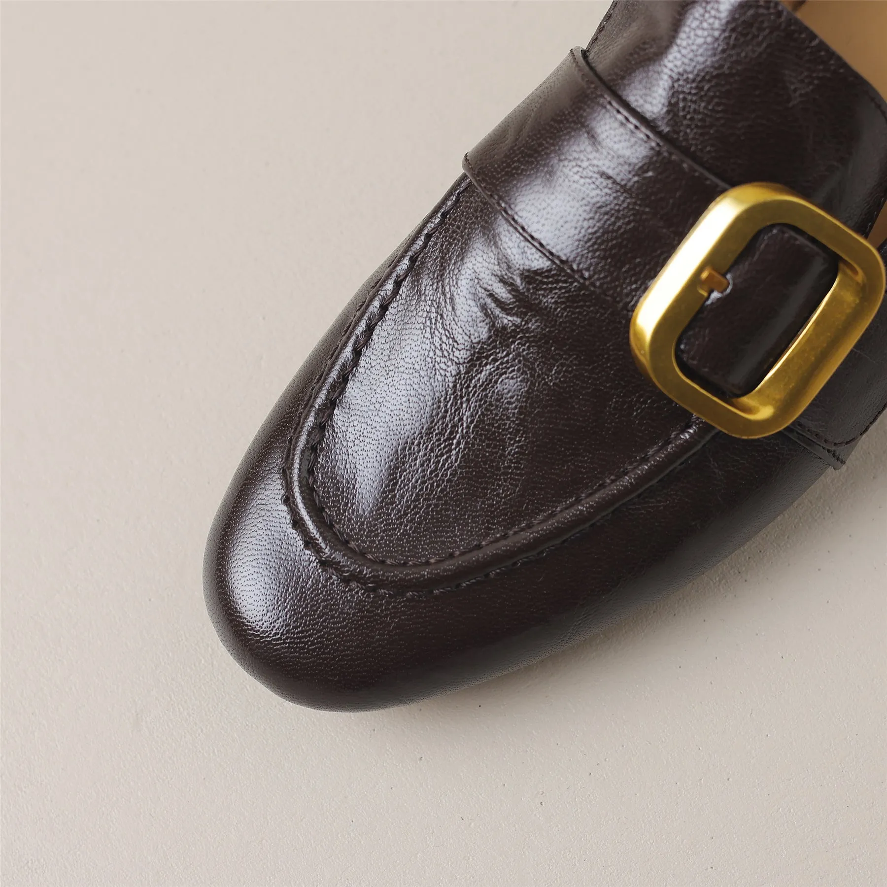 TinaCus Handmade Round Toe Women's Genuine Leather Flat Shoes