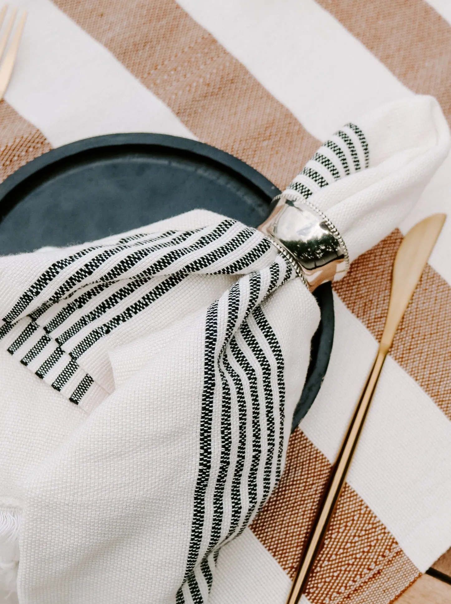 Turkish Cotton   Bamboo Hand Towel - Multi Stripes