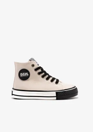 Unisex Beige Contrast Hi-Top Sneakers B&W