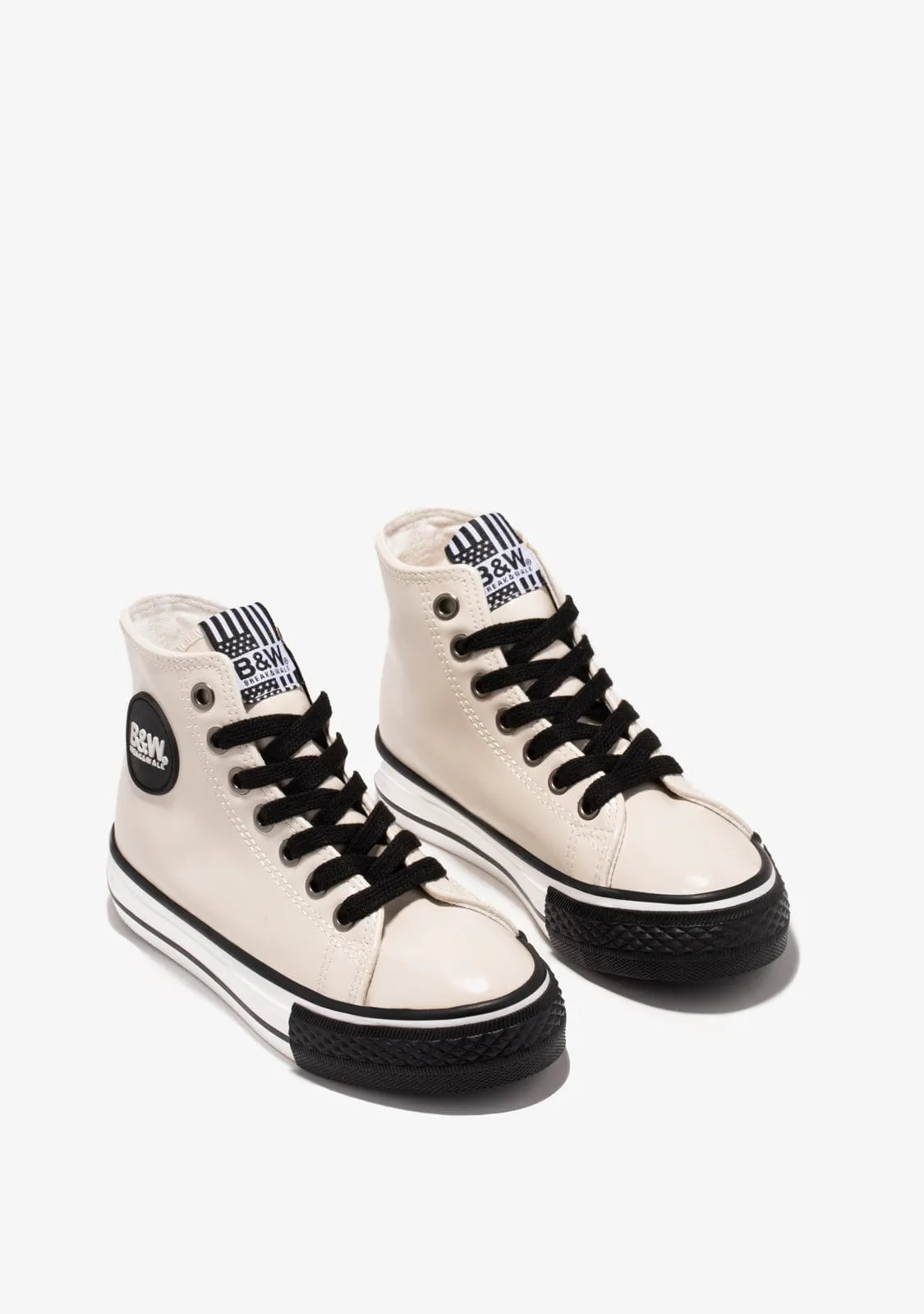 Unisex Beige Contrast Hi-Top Sneakers B&W