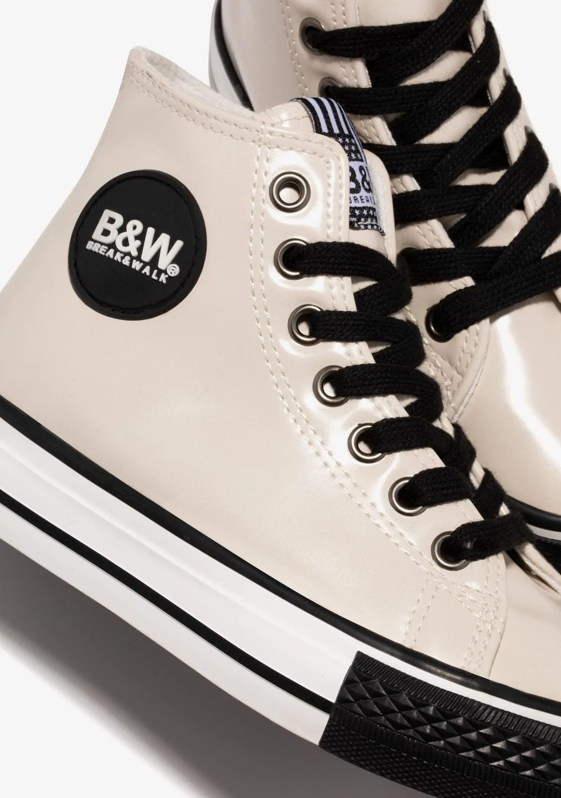 Unisex Beige Contrast Hi-Top Sneakers B&W