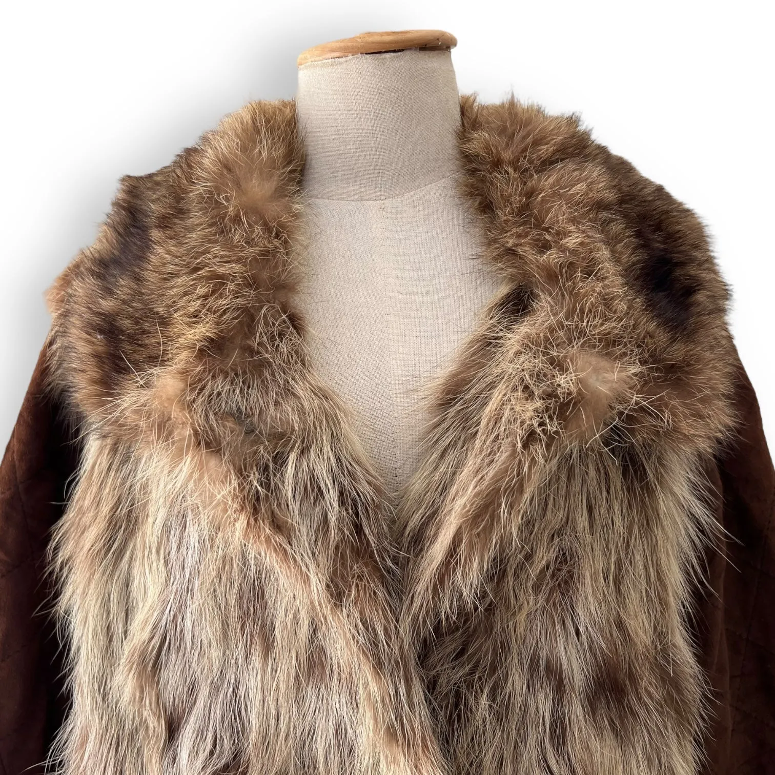 Vintage Fur Coat with Suede Sleeves