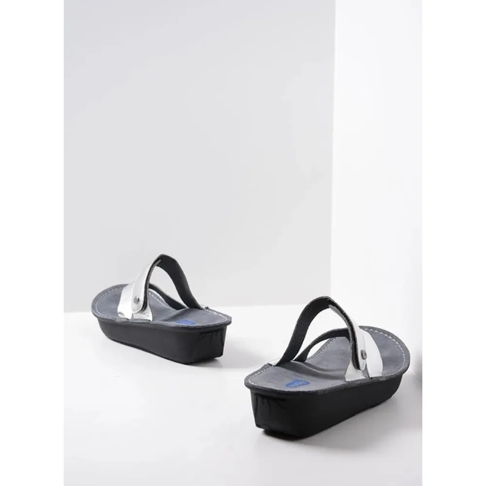 Wolky Tahiti Metallic Silver Leather Sandal (Women's)